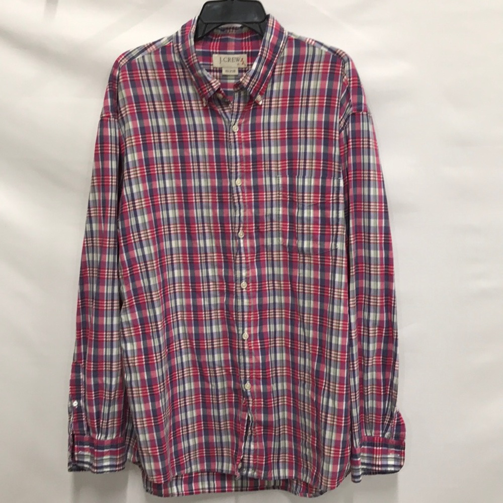 J. Crew Men’s Checkered Long Sleeve Button Down XL